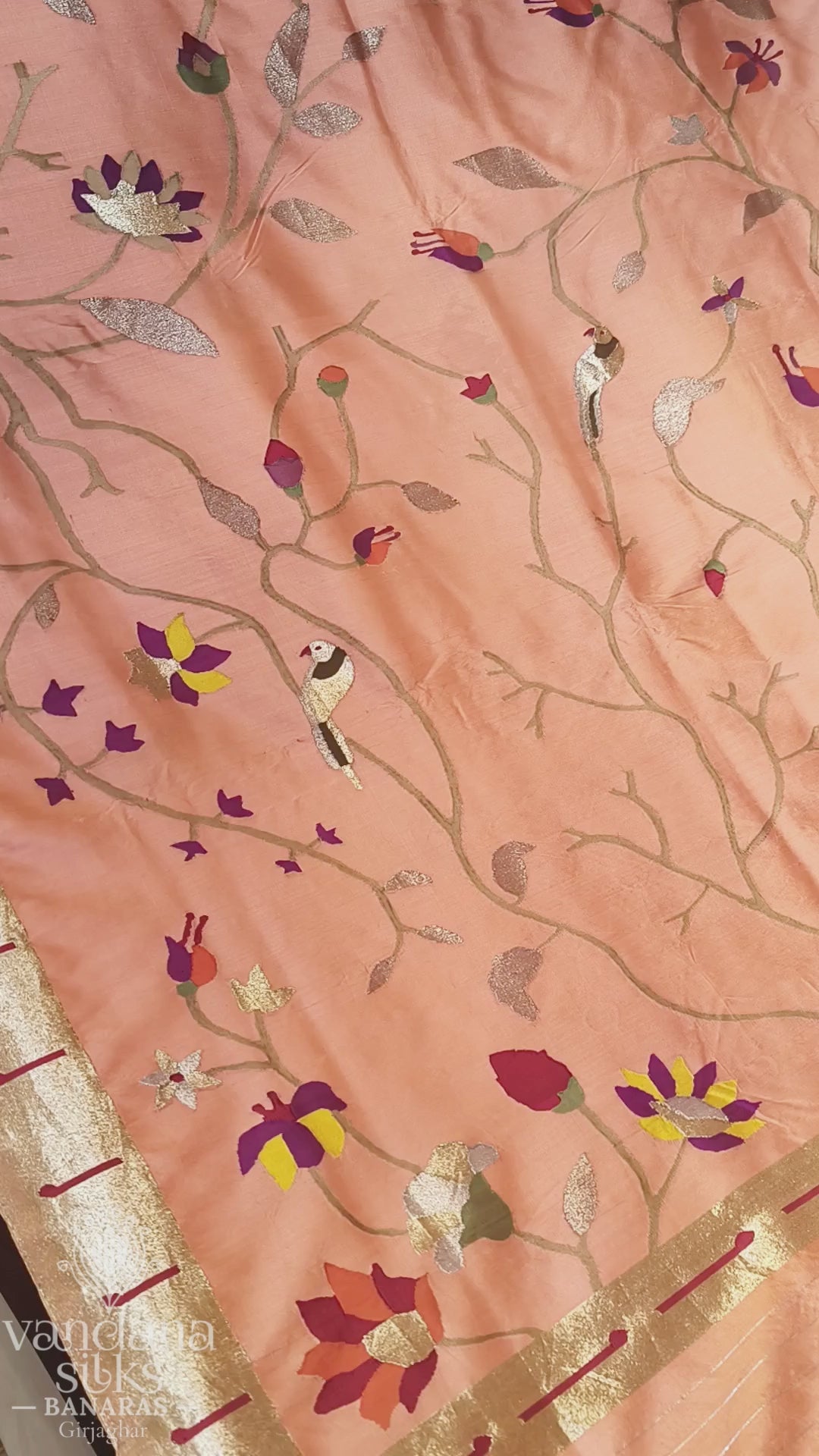 "VIRASAT 259" Banarasi Pure Gold Silver Zari Uchhat Kadwa Jaal Saree