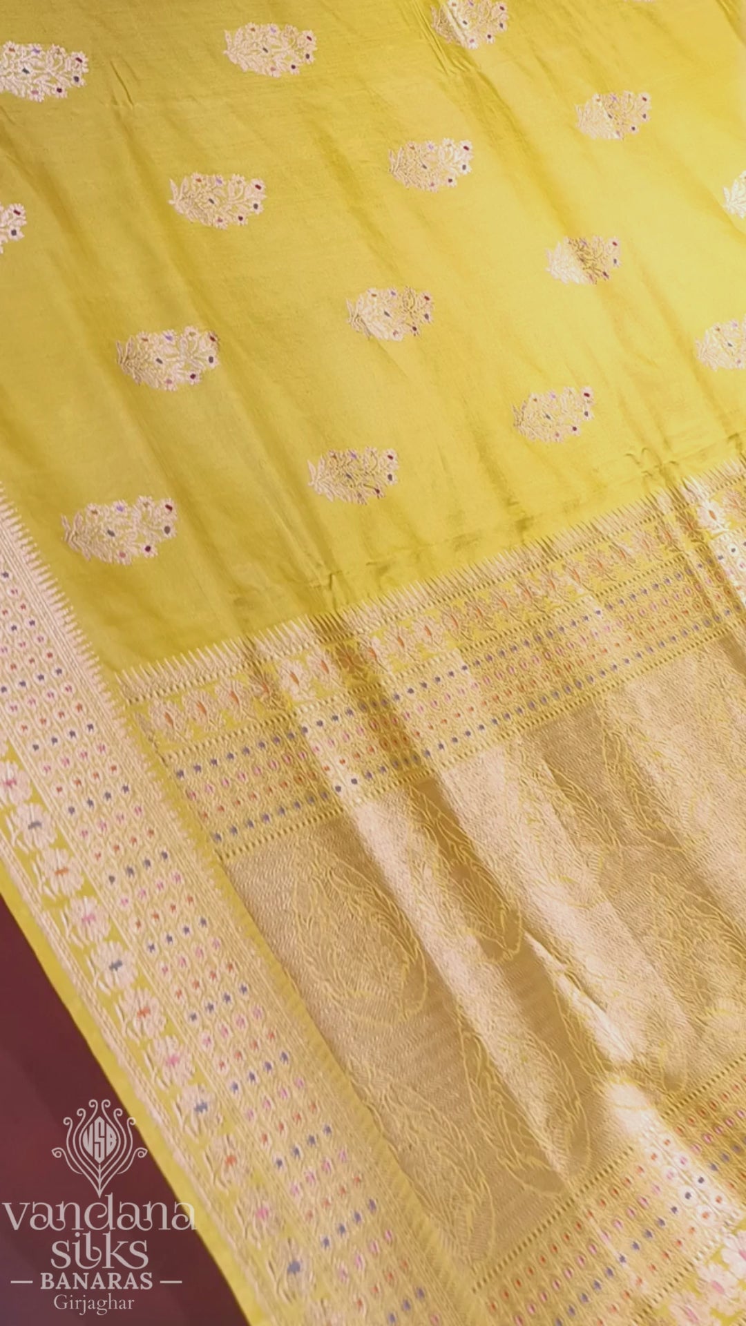 "VIRASAT 269" Pure banarasi Handloom Ektara Silk Saree in Sunshine Yellow Color With Kadwa Meenakari Work
