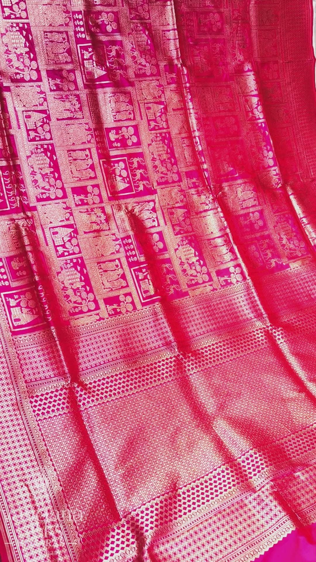 "VIRASAT 271" Pure Handloom Banarasi Uppada Silk With Brocade Tribal Motif Saree