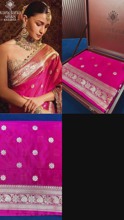 "Alia" Pure Banarasi Katan Silk Saree Woven with Authentic Zari