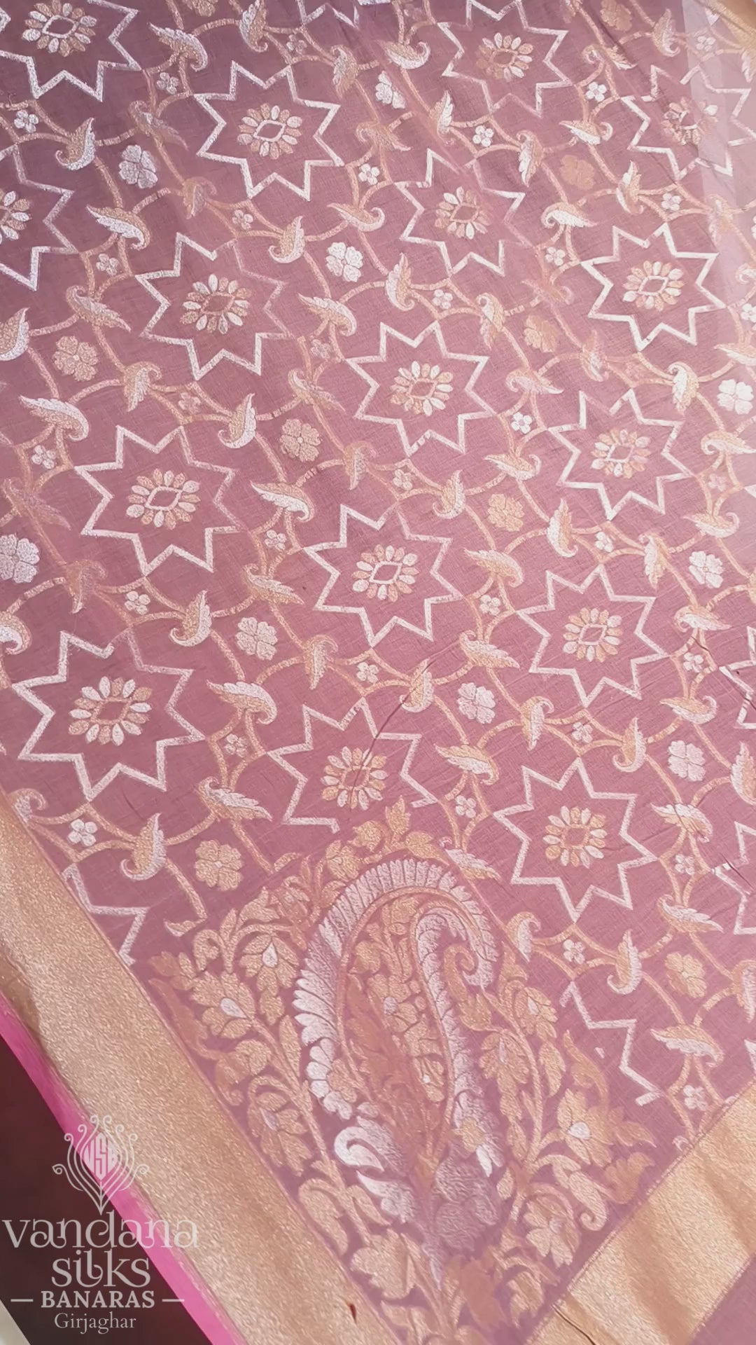 "VIRASAT 261" Banarasi Nelambari Pure Cotton Jamdani Sona Rupa Silk Saree