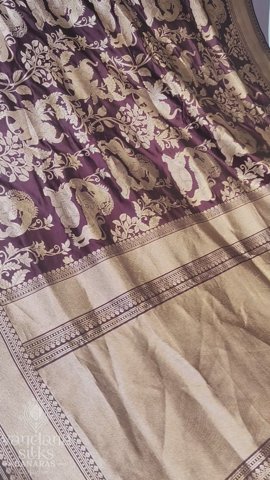 "VIRASAT 258" Banarasi Upadda Silk Real Zari Brocade Elephant Motif Saree